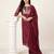 Burgundy embroidered straight kurta trousers with dupatta set