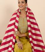 Yellow embroidered straight kurta trousers with dupatta set