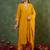 Yellow embroidered straight kurta trousers with dupatta set