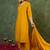 Yellow embroidered straight kurta trousers with dupatta set