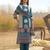 Blue printed straight kurta trousers with dupatta set
