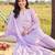 Lavender embroidered straight kurta trousers with dupatta set