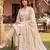 Beige embroidered straight kurta trousers with dupatta set