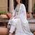 White embroidered straight kurta trousers with dupatta set