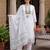 White embroidered straight kurta trousers with dupatta set
