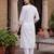 White embroidered straight kurta trousers with dupatta set