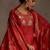 Orange embroidered straight kurta trousers with dupatta set