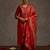 Orange embroidered straight kurta trousers with dupatta set