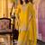 Green embroidered a-line kurta palazzo with dupatta set