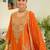Orange embroidered straight kurta skirt with dupatta set