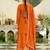Orange embroidered straight kurta skirt with dupatta set
