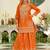 Orange embroidered straight kurta skirt with dupatta set