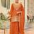 Orange embroidered straight kurta skirt with dupatta set