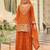 Orange embroidered straight kurta skirt with dupatta set