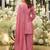 Pink embroidered straight kurta palazzo with dupatta set