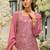Pink embroidered straight kurta palazzo with dupatta set
