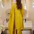 Mustard embroidered a-line kurta palazzo with dupatta set