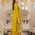 Mustard embroidered a-line kurta palazzo with dupatta set