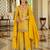 Yellow embroidered straight kurta palazzo with dupatta set