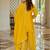 Yellow embroidered straight kurta palazzo with dupatta set