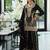 Black embroidered straight kurta palazzo with dupatta set