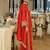 Orange embroidered a-line kurta palazzo with dupatta set