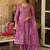 Pink embroidered straight kurta trousers with dupatta set