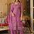 Pink embroidered straight kurta trousers with dupatta set