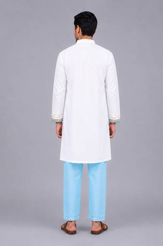 white cotton printed kurta pant set