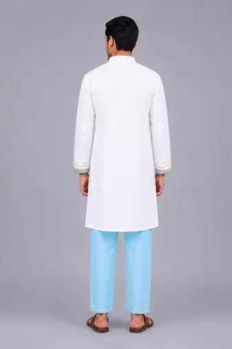 white cotton printed kurta pant set