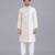 White multicolor printed cotton Men Kurta Set