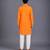 orange embroidered cotton silk kurta set