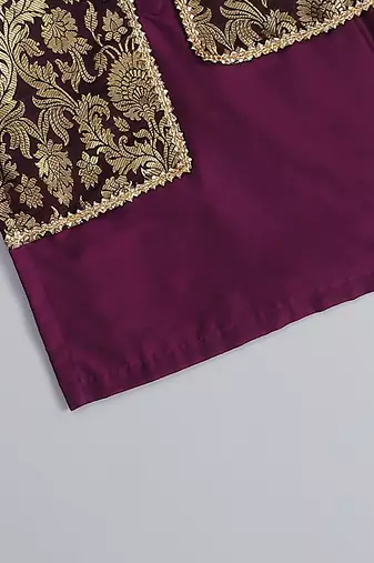 Royal purple brocade cotton silk Men Kurta Set