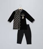 black velvet embroidered kurta set