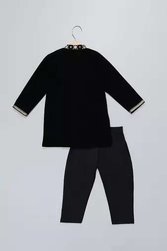 black velvet embroidered kurta set