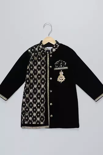 black velvet embroidered kurta set