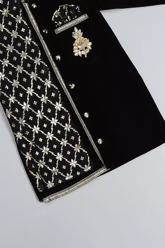 black velvet embroidered kurta set