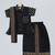 black printed cotton silk shirt mundu set