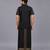 black printed cotton silk shirt mundu set