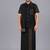 black printed cotton silk shirt mundu set