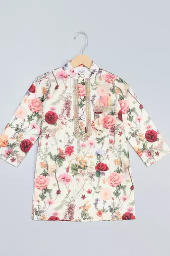 multicolor cotton silk printed kurta set