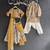 Beige printed cotton silk Men Kurta Set