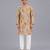 Beige printed cotton silk Men Kurta Set
