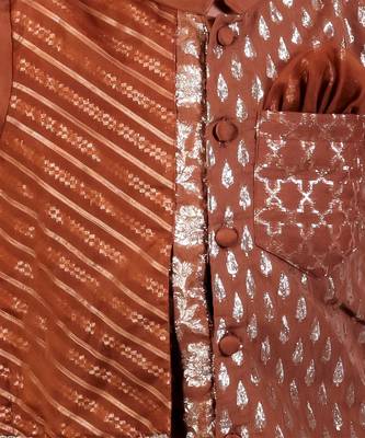 Brown woven cotton silk kurta set 1