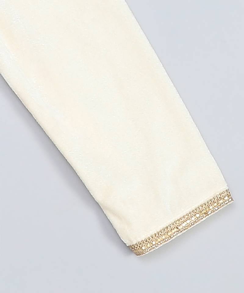 Off white embroidered velvet kurta set