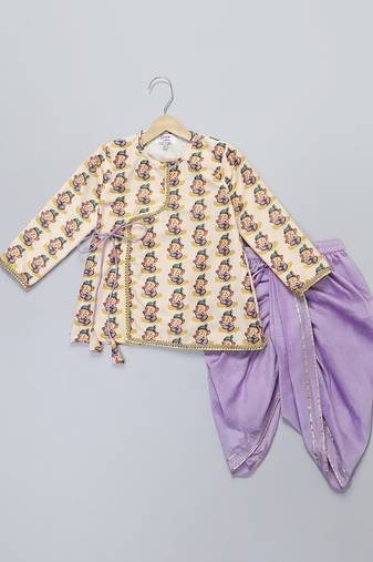maroon cotton silk printed kurta set