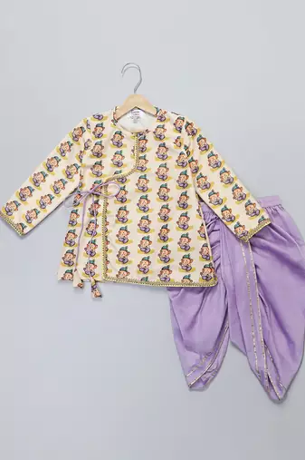 maroon cotton silk printed kurta set