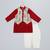 maroon printed cotton silk men kurta set