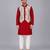 maroon printed cotton silk men kurta set