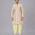 Off white printed cotton silk yellow Men dhoti Kurta Set